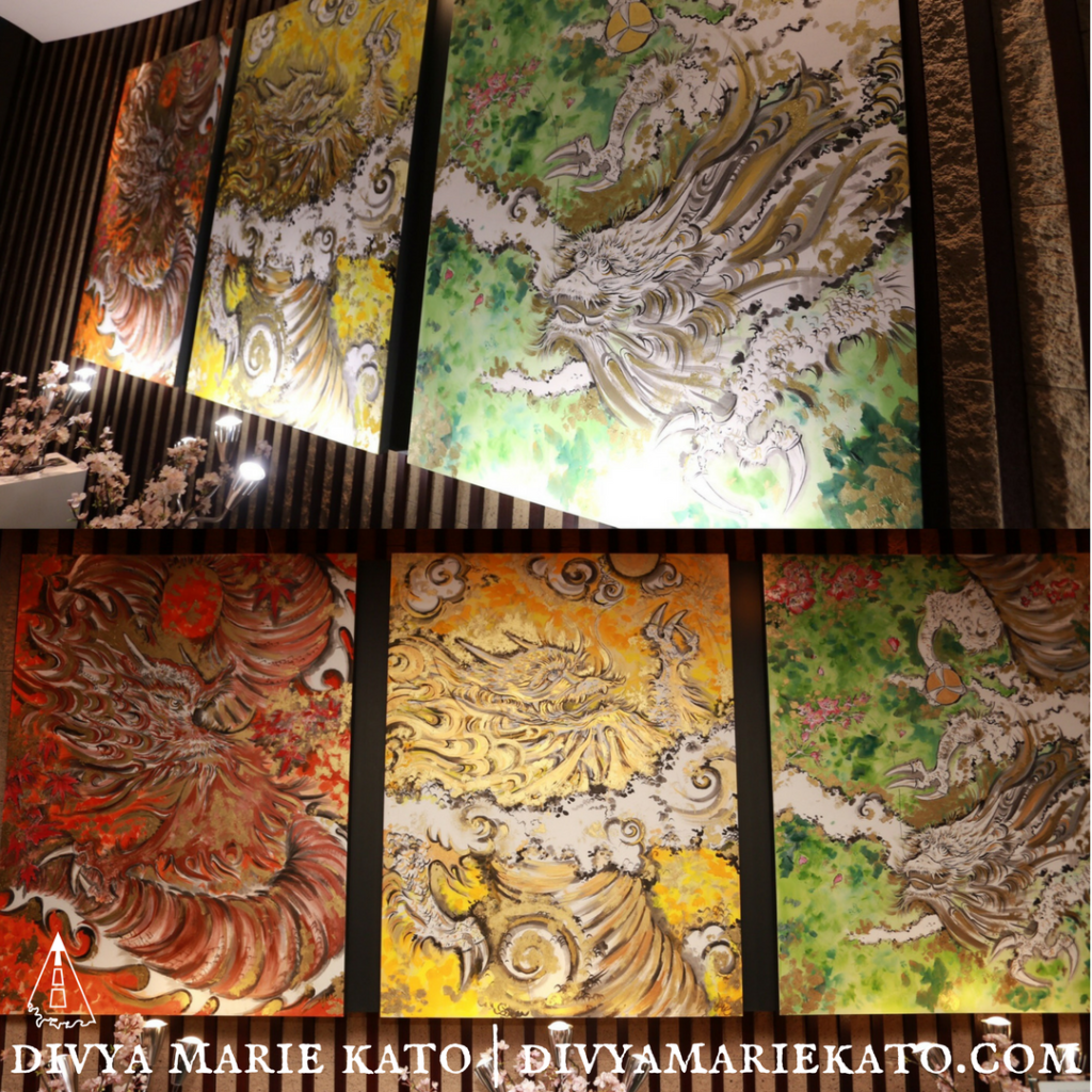 Dragon Through The Seasons 2018, Private Collection ANA Intercontinental Tokyo © 3 Panel Triptych (3 x 97 x 130)