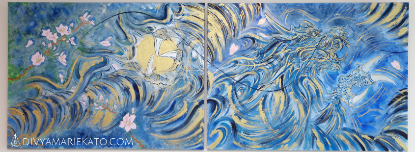 Blue Wind, Private Collection Japan © 2 Panel Diptych (2 x 97 x 130) Dec 2018